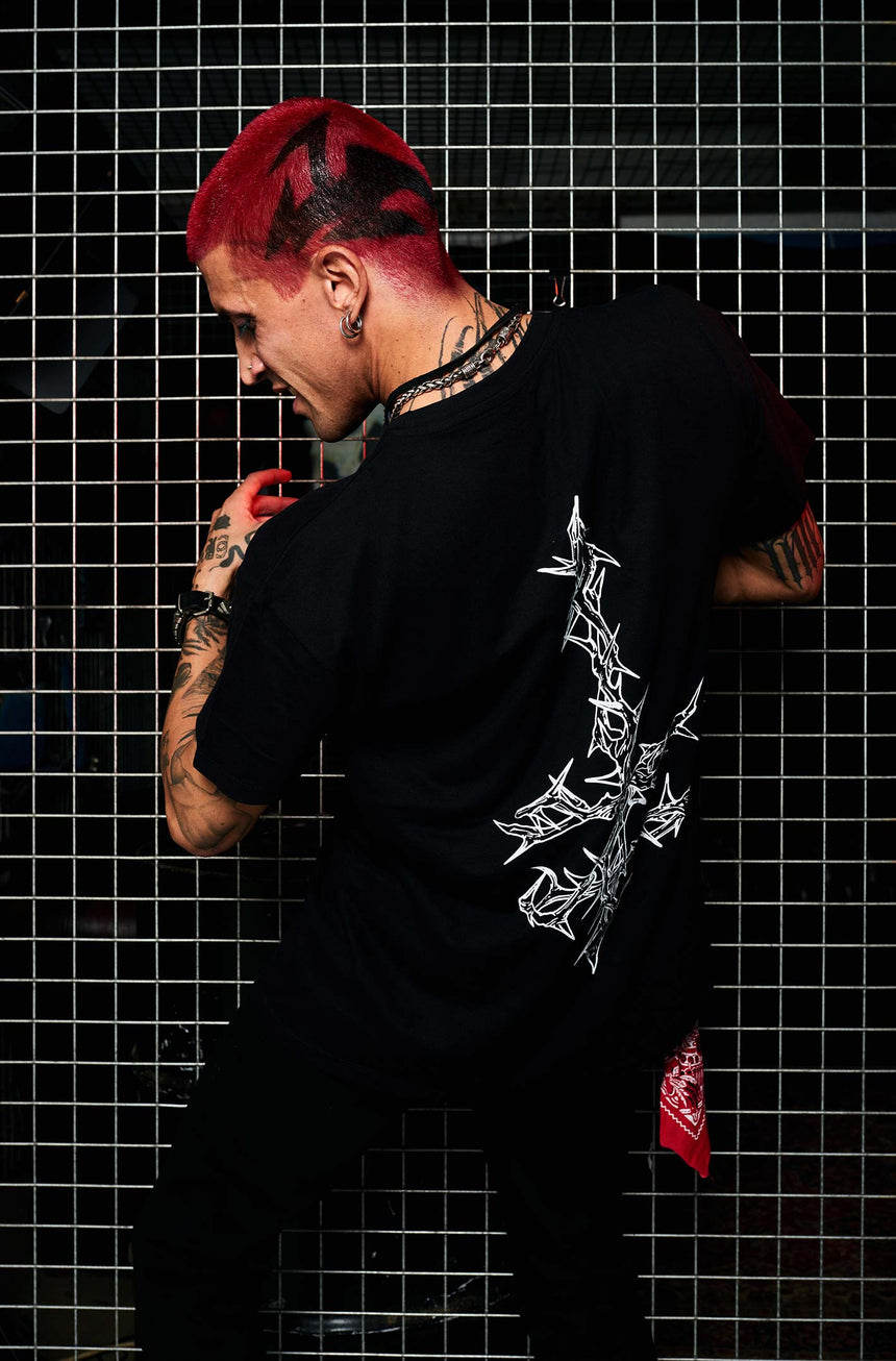 Lorenzo Raganzini wearing the HEX "Dancing till we die" font T-Shirt. From HEX Venom collection.